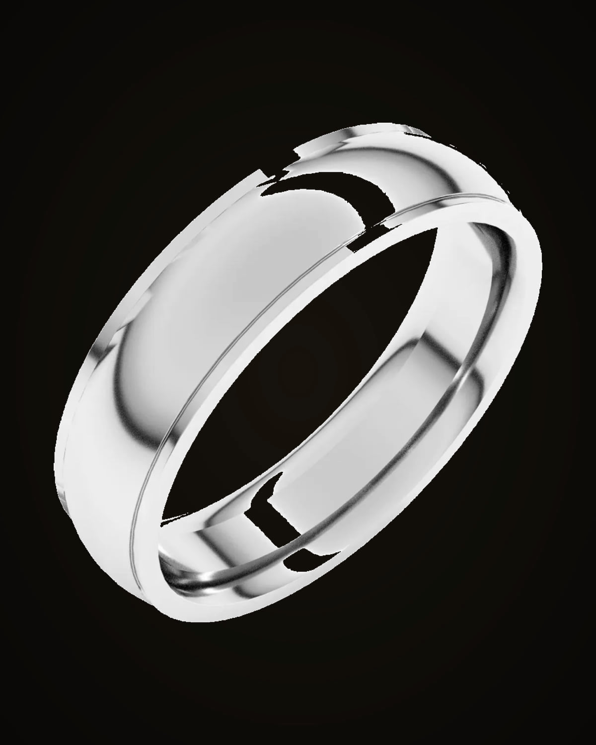 Standard Weight Stepped Edge Comfort-Fit Half Round Band — Sterling Silver · 5 mm · Size 11