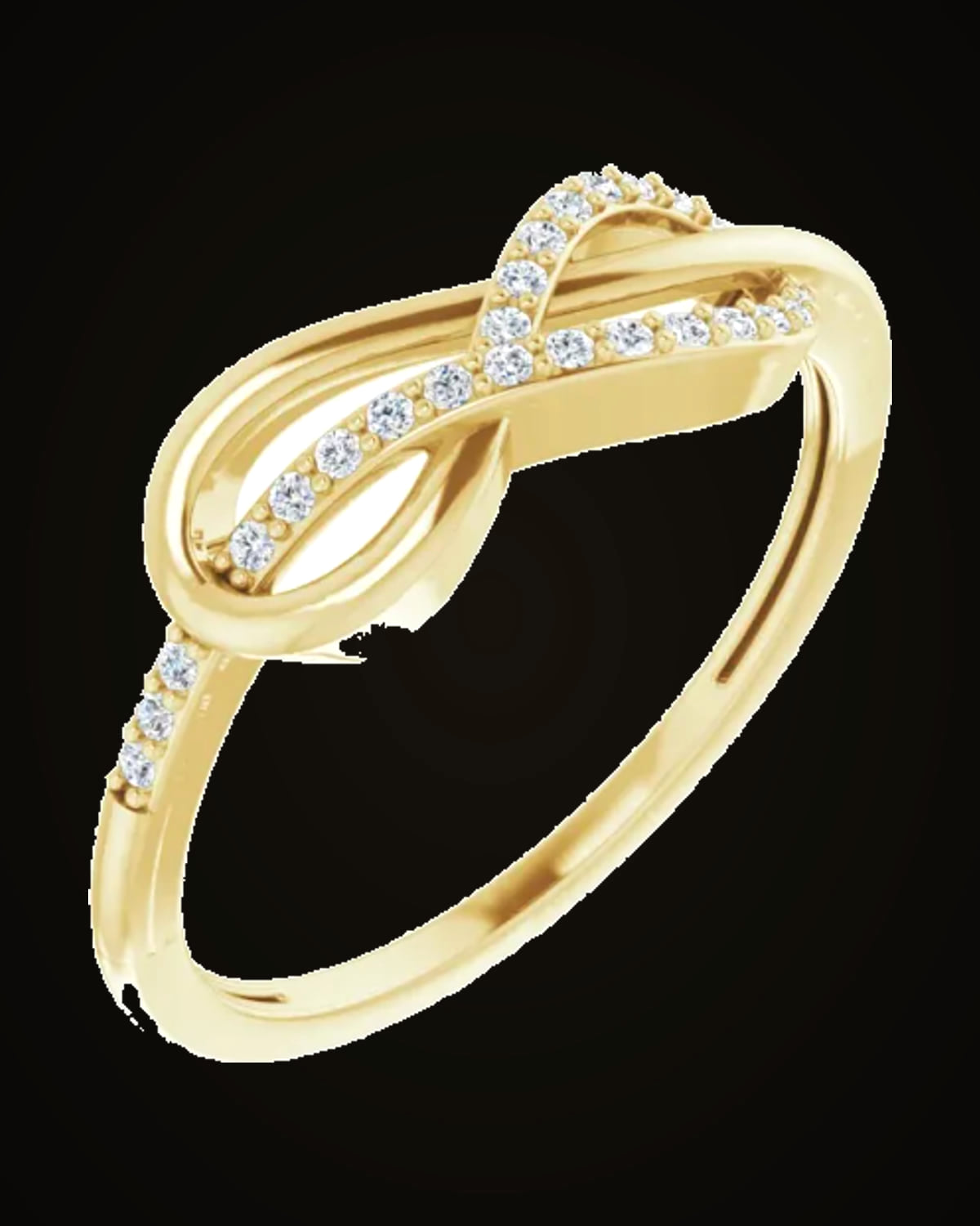 1/10 CTW Natural Diamond Knot Ring — 14K Yellow Gold · 1 mm · I1 · H+
