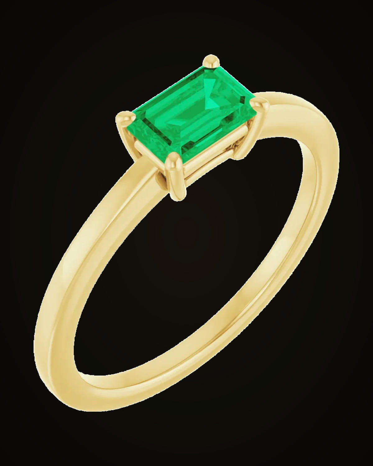 Lab-Grown Emerald Ring — 14K Yellow Gold · 1.5 mm · 6 x 4 mm · Size 7