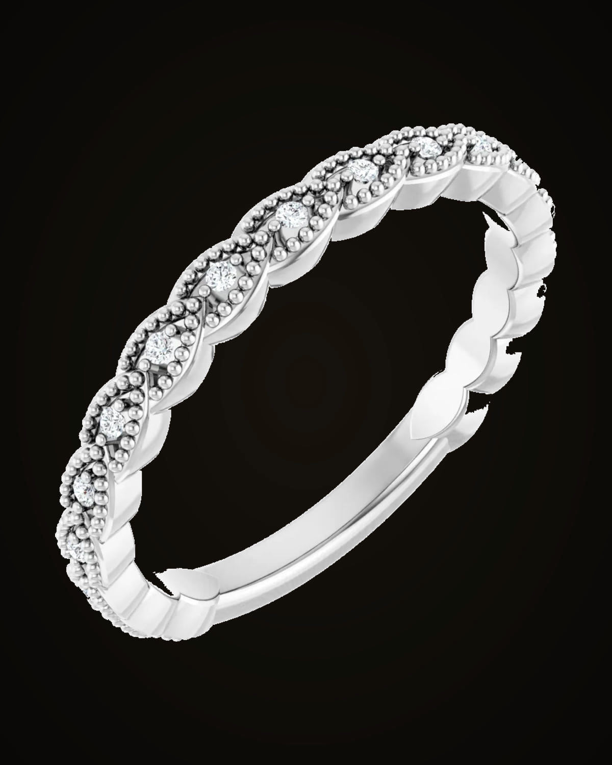 0.07 CTW Natural Diamond Anniversary Band — Rhodium-Plated on 14K White Gold · 2 mm · SI2-SI3 · G-H