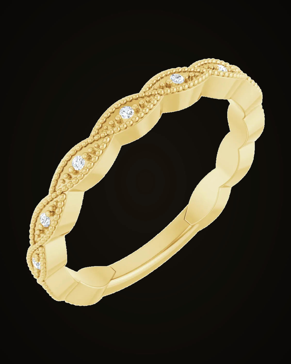 0.05 CTW Natural Diamond Infinity-Inspired Vintage Anniversary Band — 14K Yellow Gold · 1.85 mm · SI2-SI3 · G-H