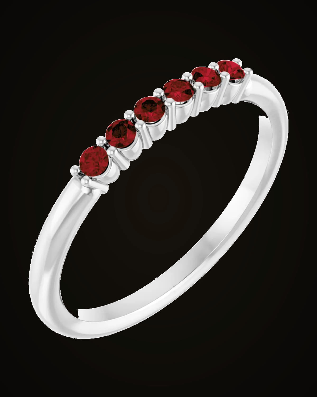 Natural Mozambique Garnet Stackable Ring — Rhodium-Plated on 14K White Gold · 2 mm · 1.75 mm · Natural Garnet