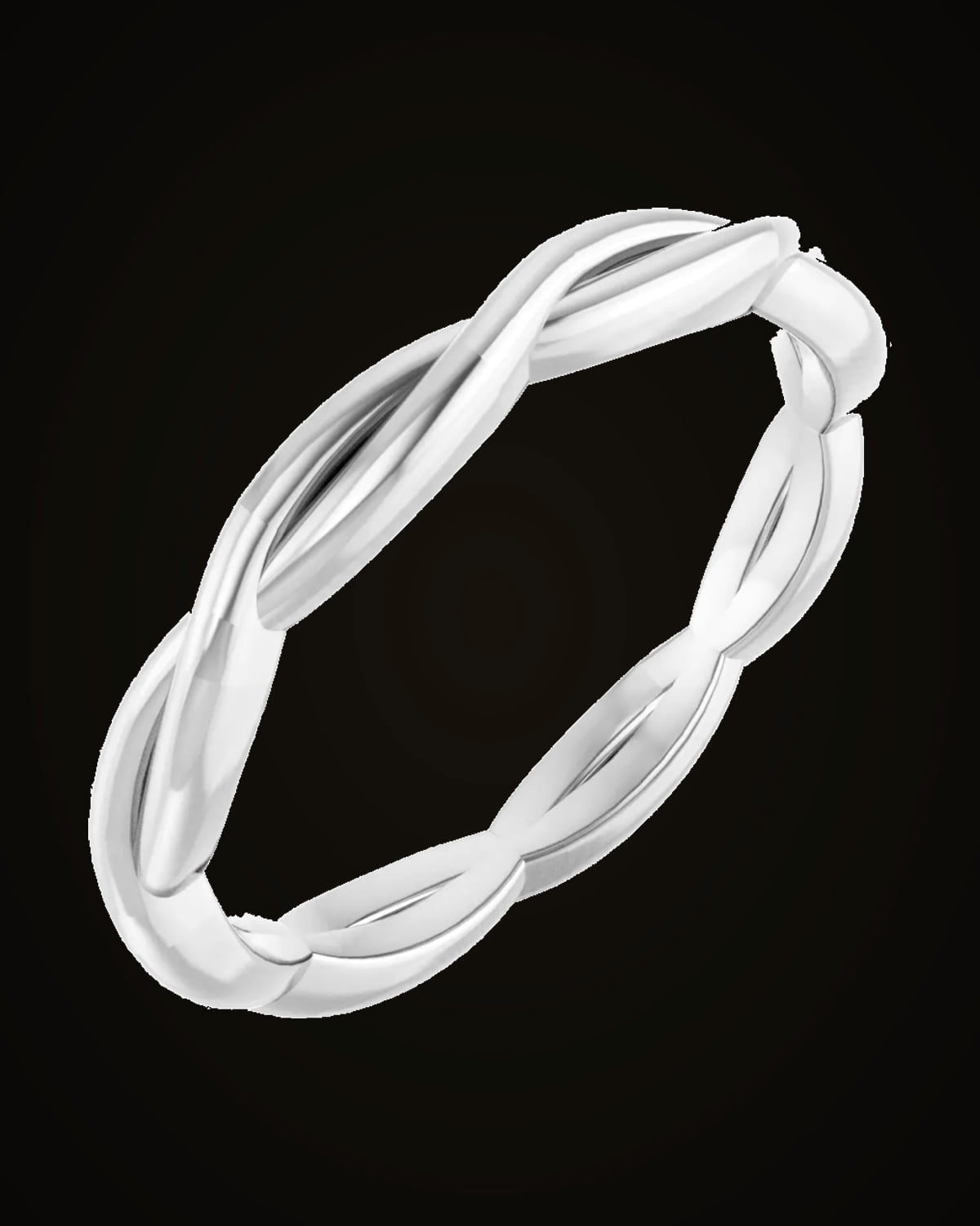 Woven Standard-Fit Band — Rhodium-Plated on 14K White Gold · 1.45 mm · Size 7