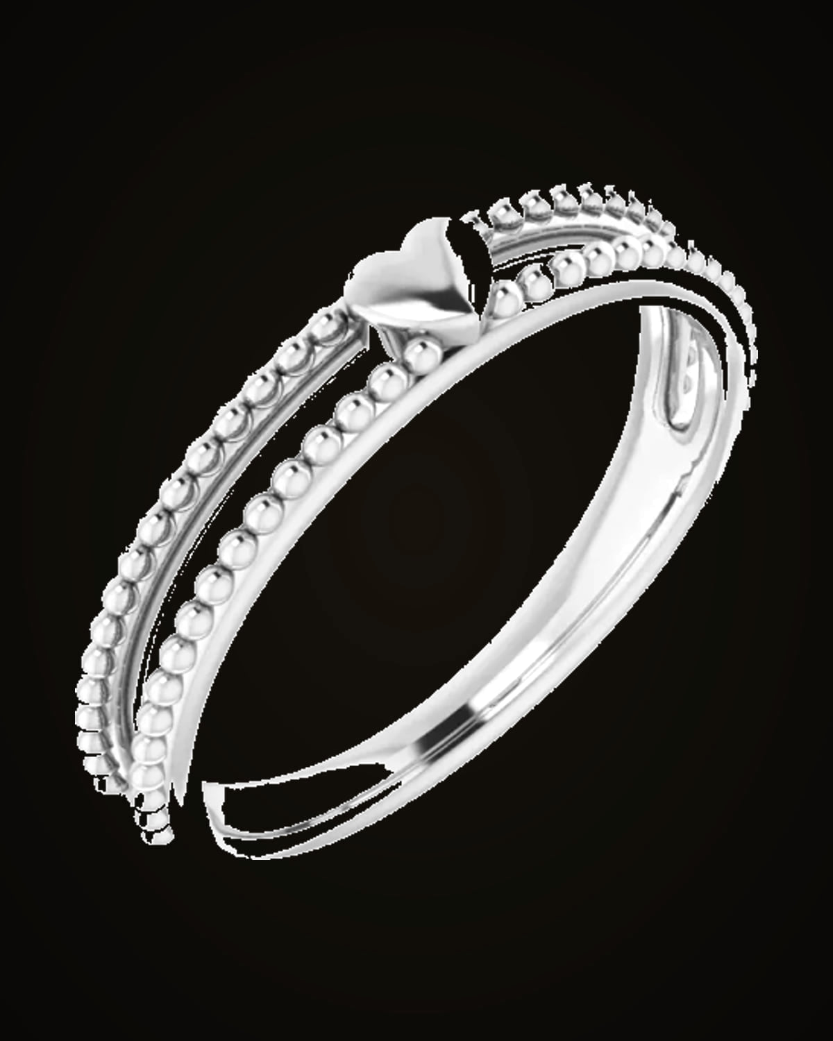 Stackable Milgrain Heart Ring — Sterling Silver · 2.27 mm