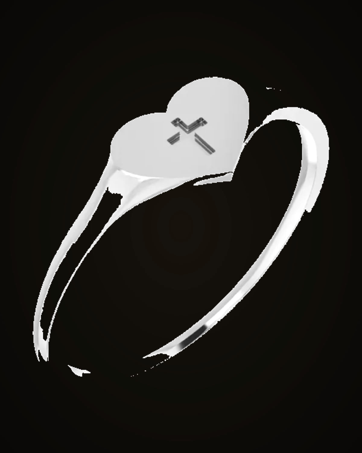 Youth Heart With Cross Ring — Sterling Silver · 4.5 mm · Size 3