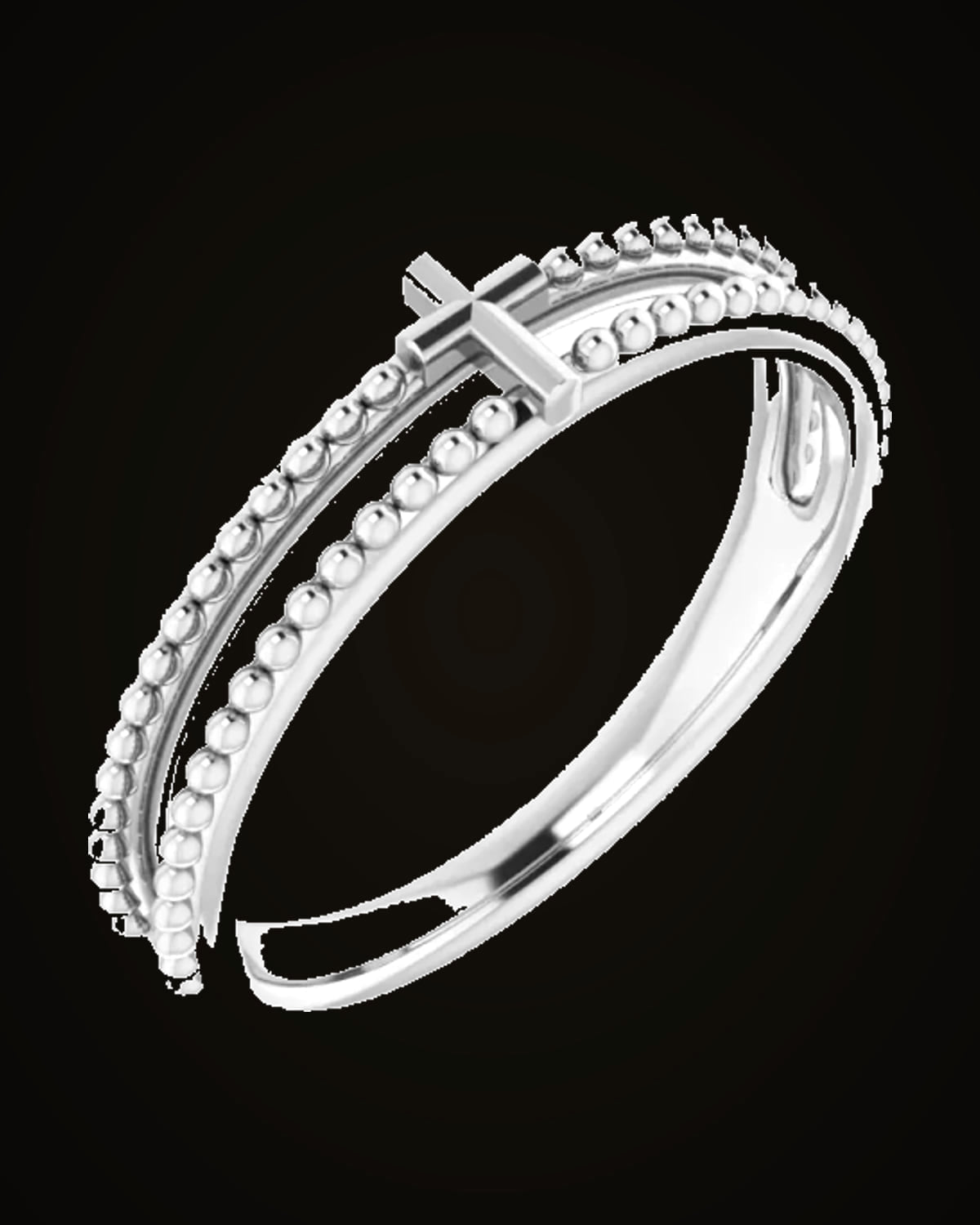 Stackable Milgrain Cross Ring — Sterling Silver · 2.27 mm