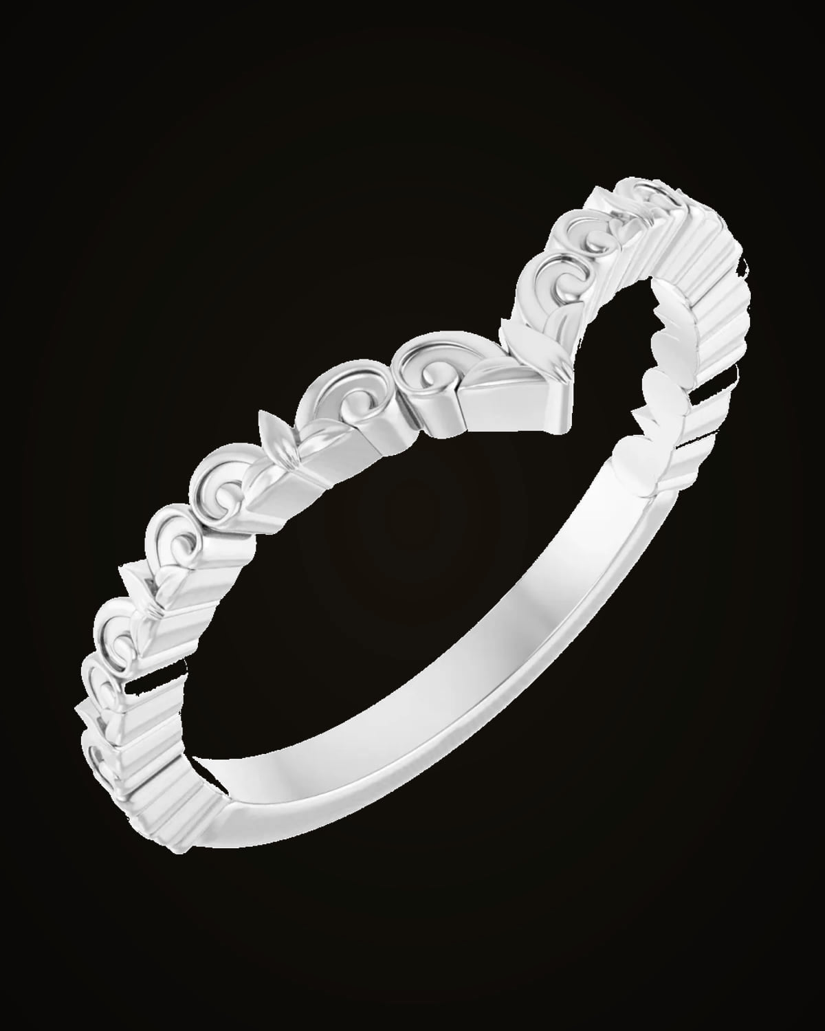Vintage-Inspired V Ring — Sterling Silver · 2 mm