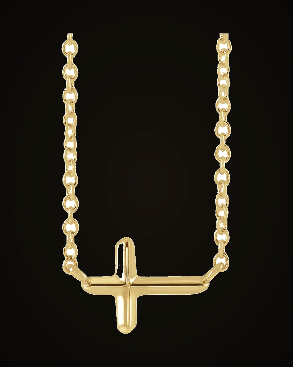 Sideways Cross Necklace — 18K Yellow Gold-Plated on 18K Yellow Gold-Plated Sterling Silver