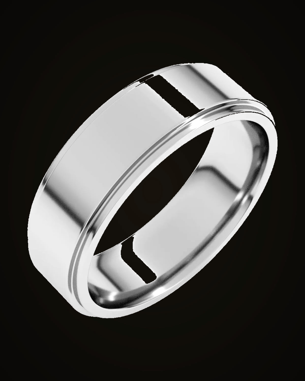 Flat Comfort Fit Edge Band — Sterling Silver · 6 mm · Size 10