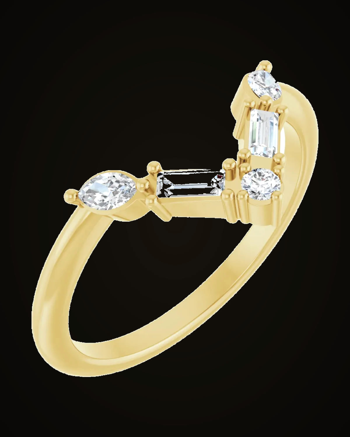 1/4 CTW Lab Grown Diamond Multi-Stone V Bar Ring — 14K Yellow Gold · 1.5 mm · SI1-SI2 · G-H · Size 7