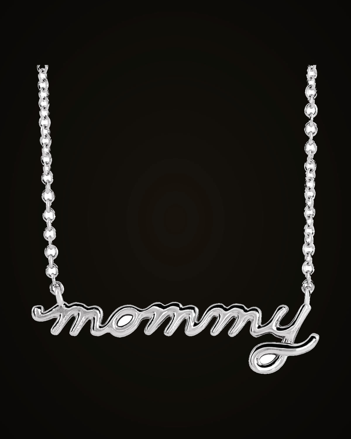 Petite Mommy Script Necklace — Sterling Silver