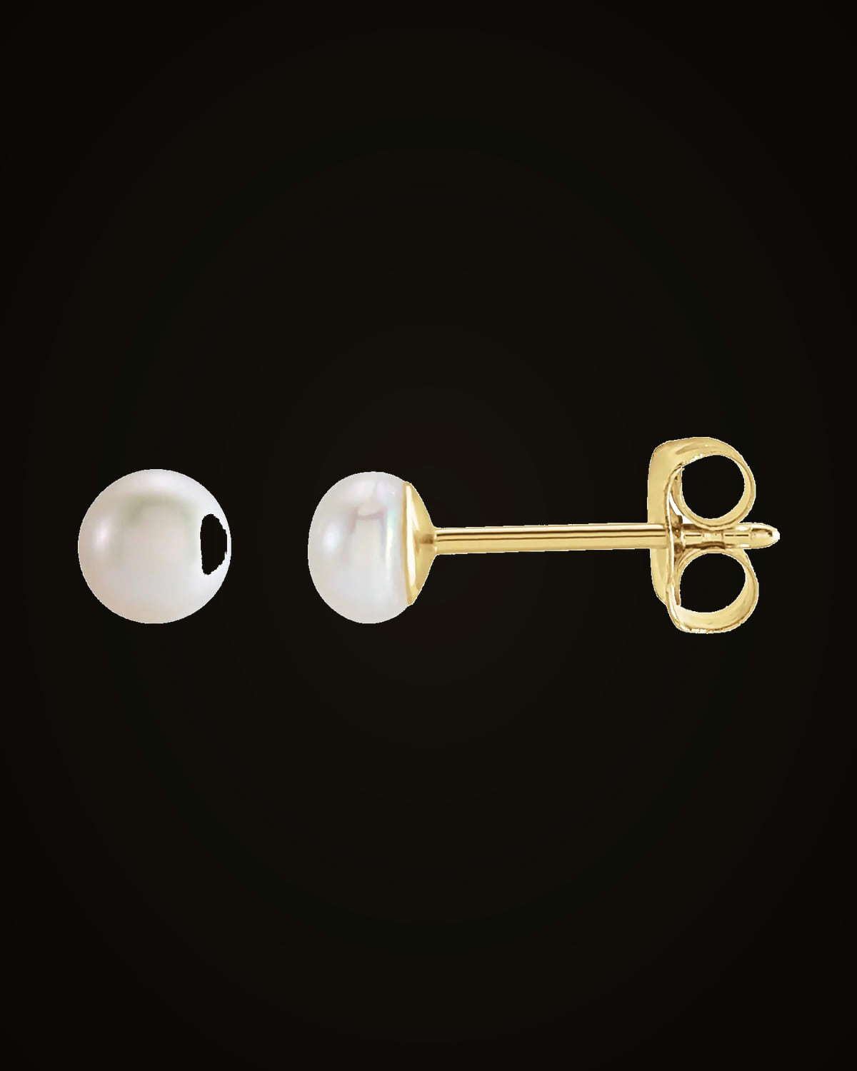 3 mm White Freshwater Cultured Pearl Earring — 14K Yellow Gold
