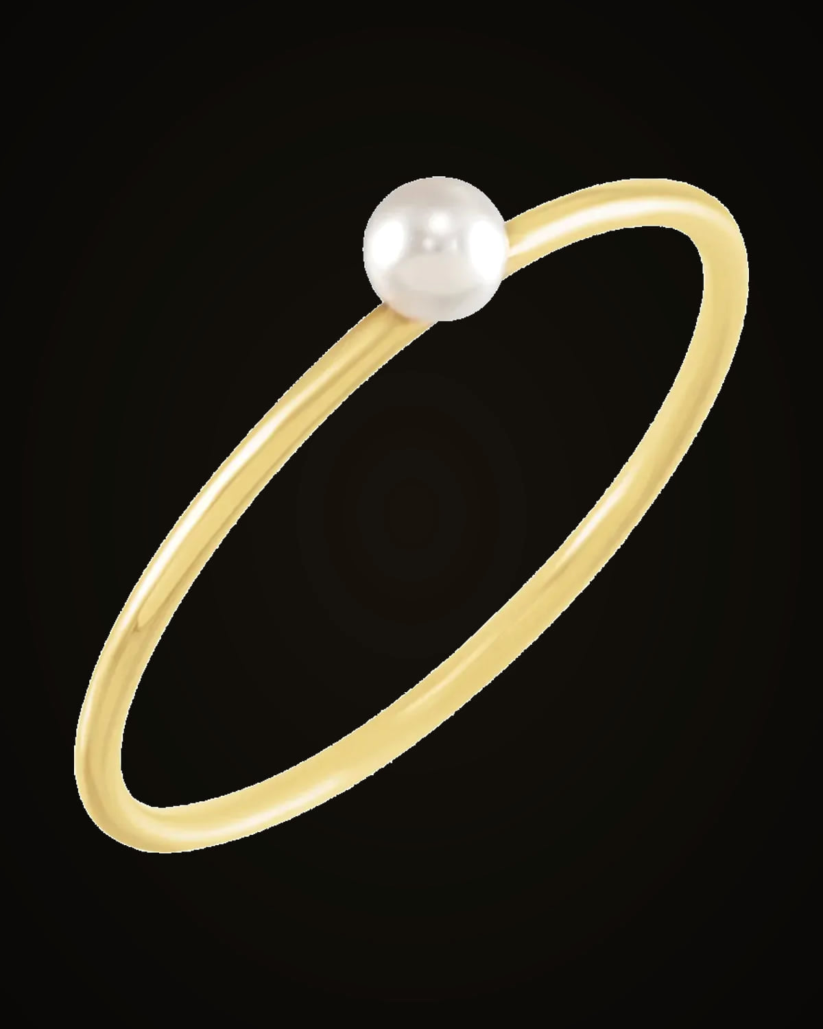 Stackable Imitation Pearl Ring — 14K Yellow Gold · 1 mm · 3 mm · Imitation Seed Pearl · Size 6