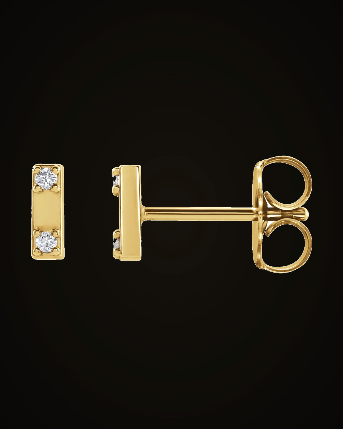 0.03 CTW Natural Diamond Bar Stud Earrings — 14K Yellow Gold