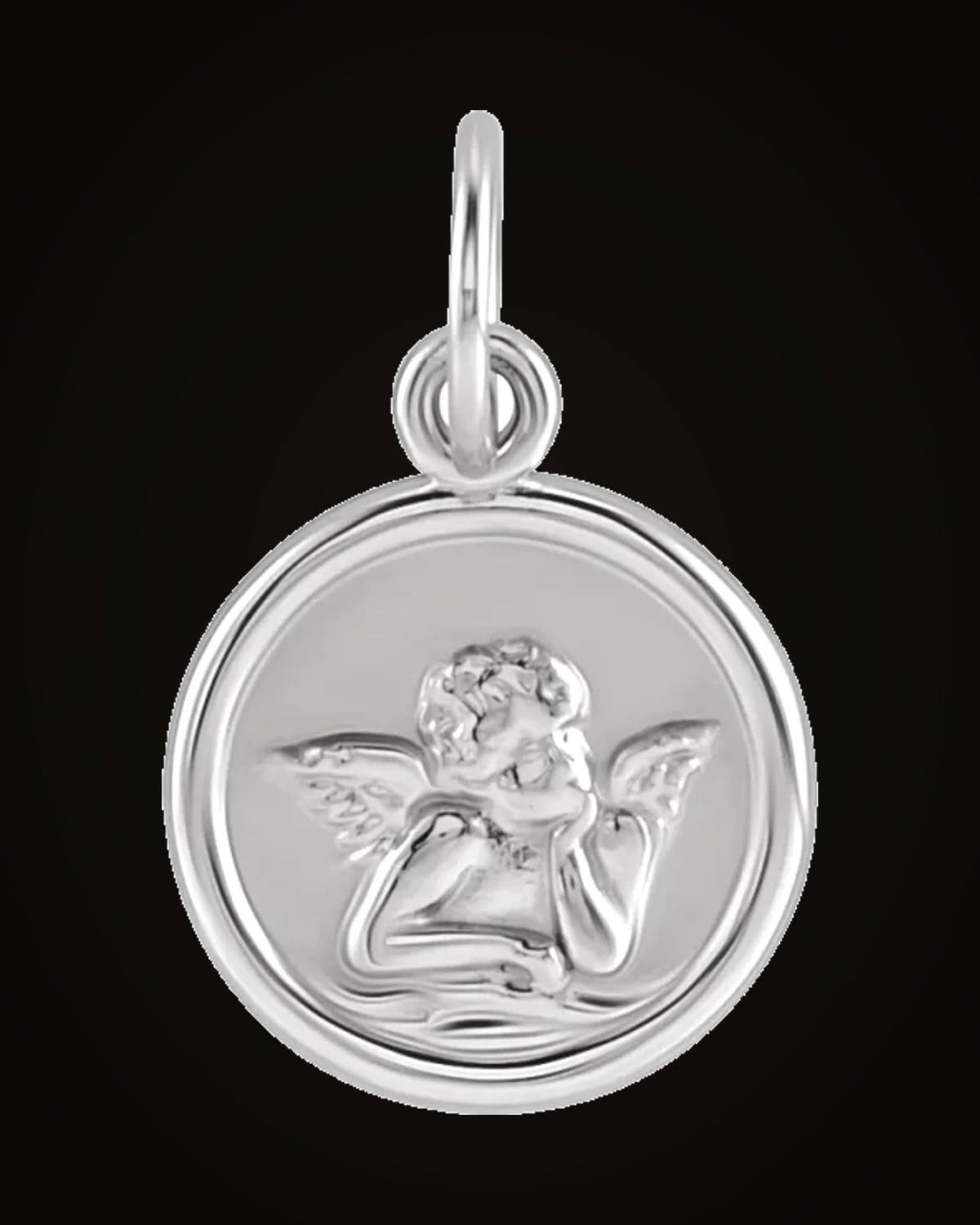Round Angel Medal — Sterling Silver