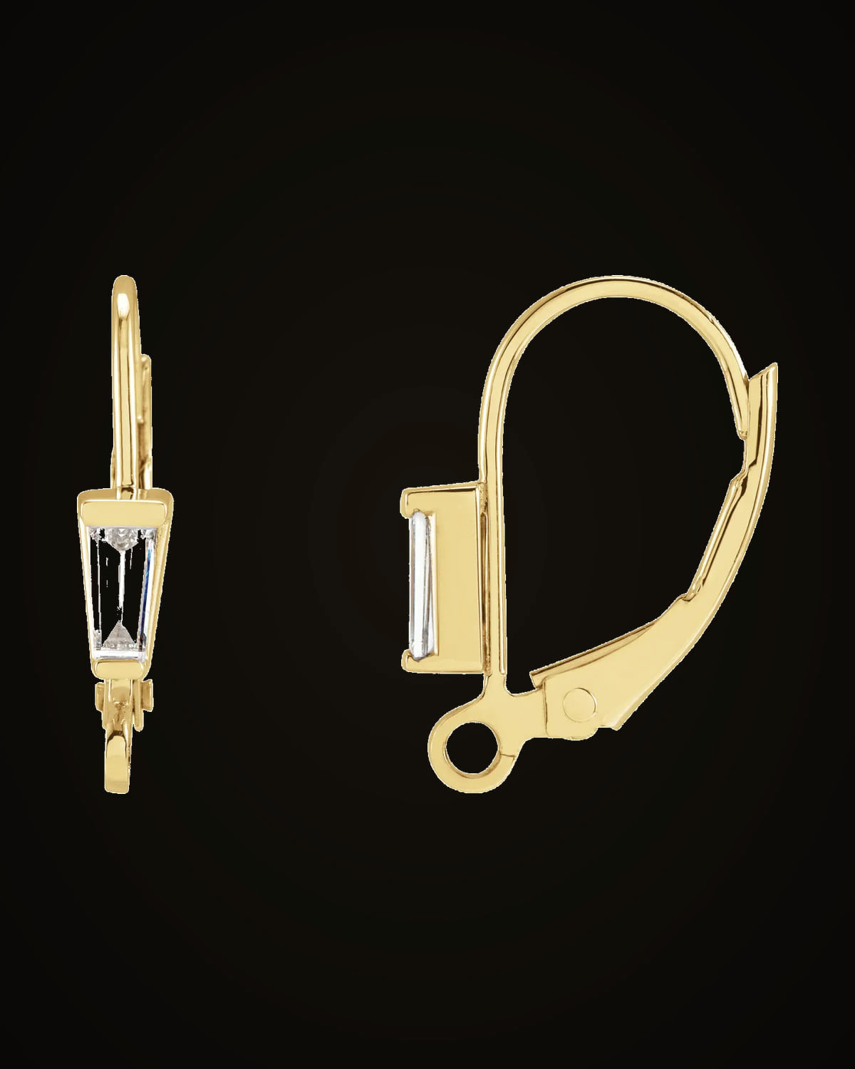 1/10 Ct Natural Diamond Lever Back Earring Top — 14K Yellow Gold · SI2-SI3 · GHI