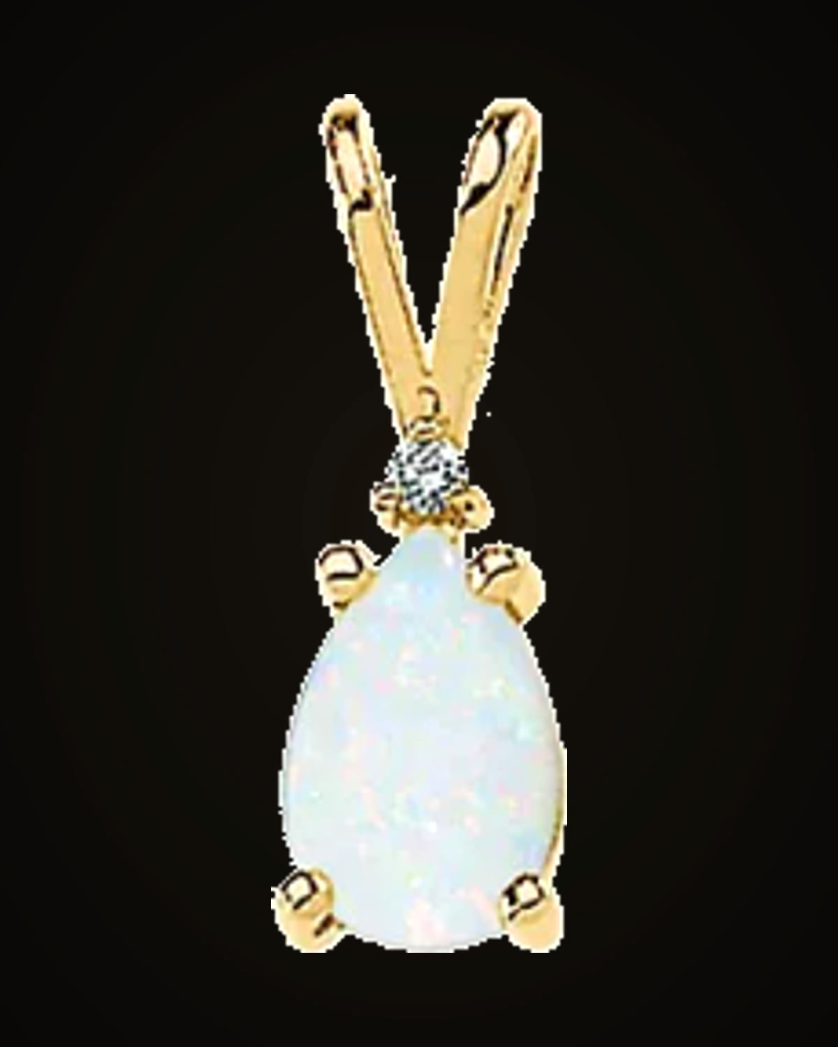 Natural Opal And 0.02 CTW Natural Diamond Pendant — 14K Yellow Gold