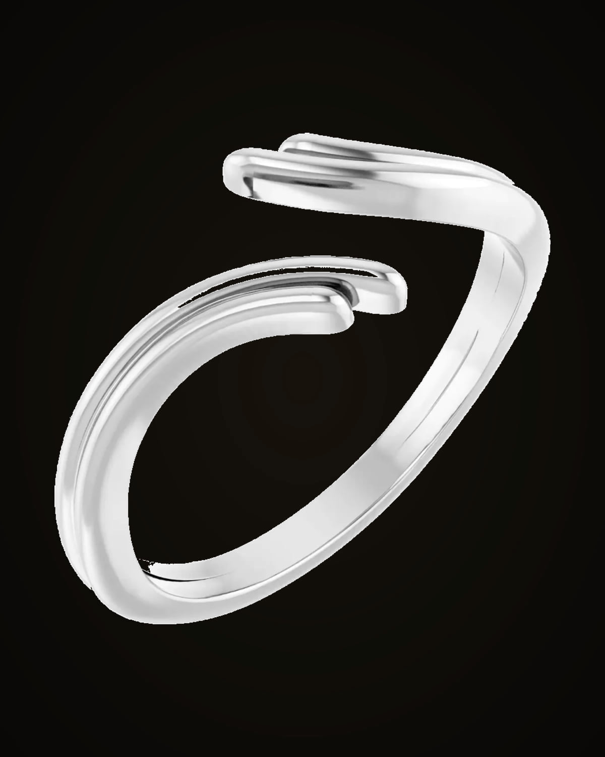 Open Bypass Ring — Rhodium-Plated on 14K White Gold · 1.7 mm · Size 7