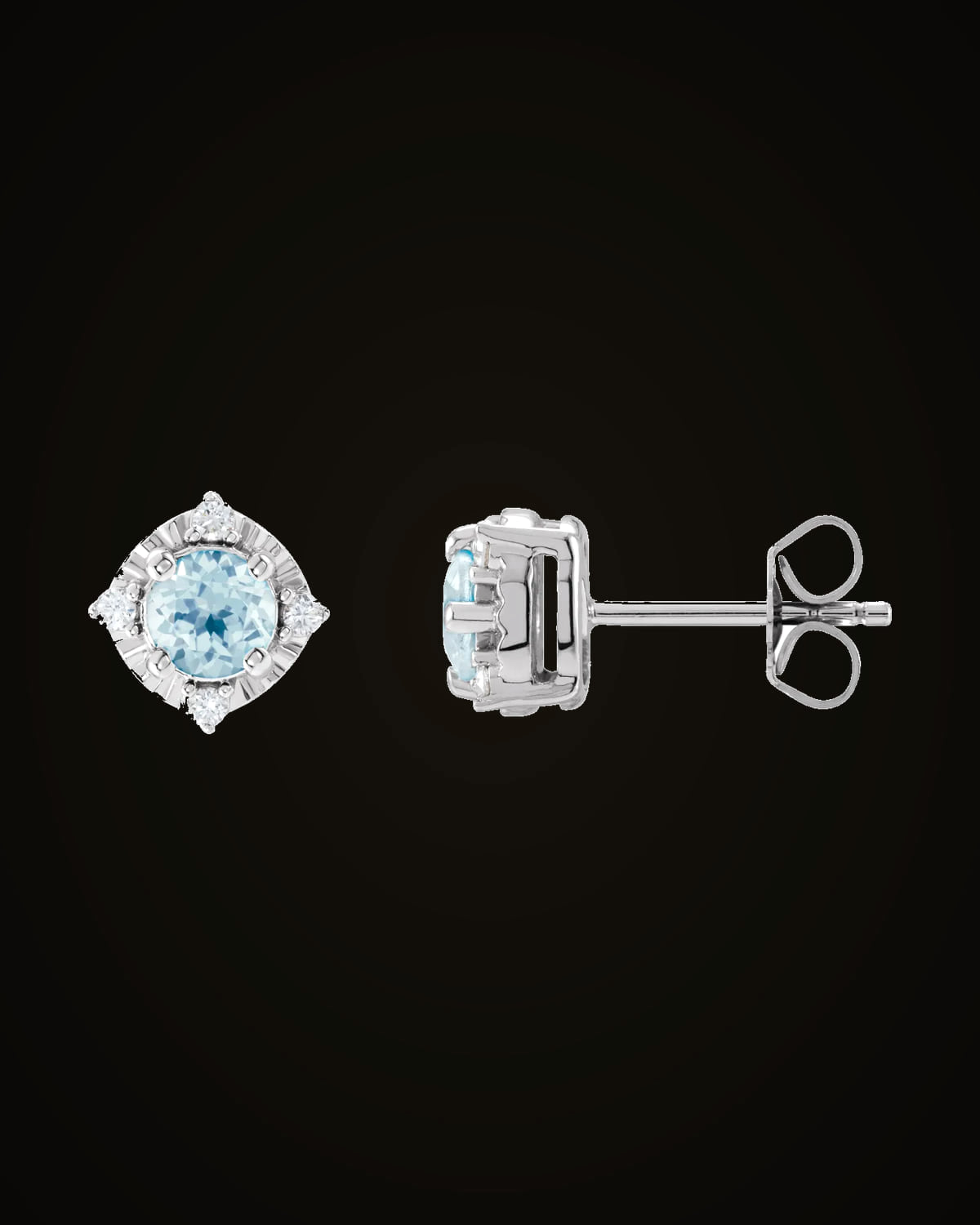 Natural Sky Blue Topaz And 0.08 CTW Natural Diamond Earrings — Sterling Silver