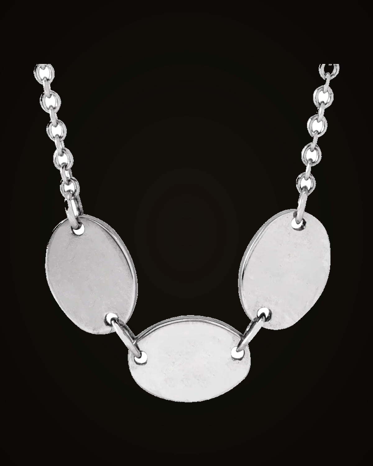 Engravable Oval Disc Family Necklace — Sterling Silver