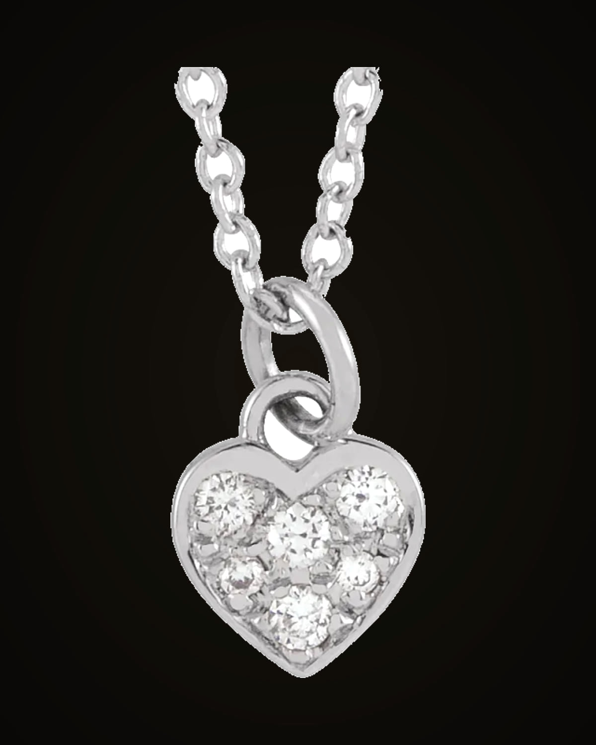 0.06 CTW Natural Diamond Petite Heart Necklace — Rhodium-Plated on 14K White Gold · I1