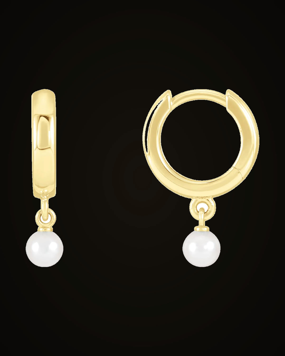Seed Pearl Dangle Hoop Earrings — 14K Yellow Gold · 3.5 mm