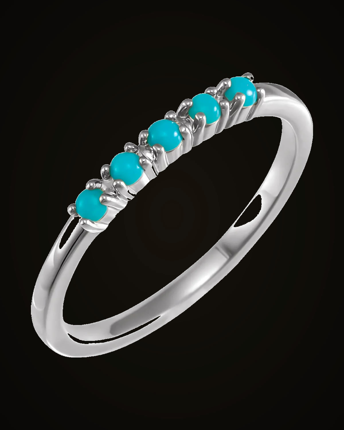 Natural Turquoise Cabochon Stackable Ring — Sterling Silver · 1.3 mm · 2 mm