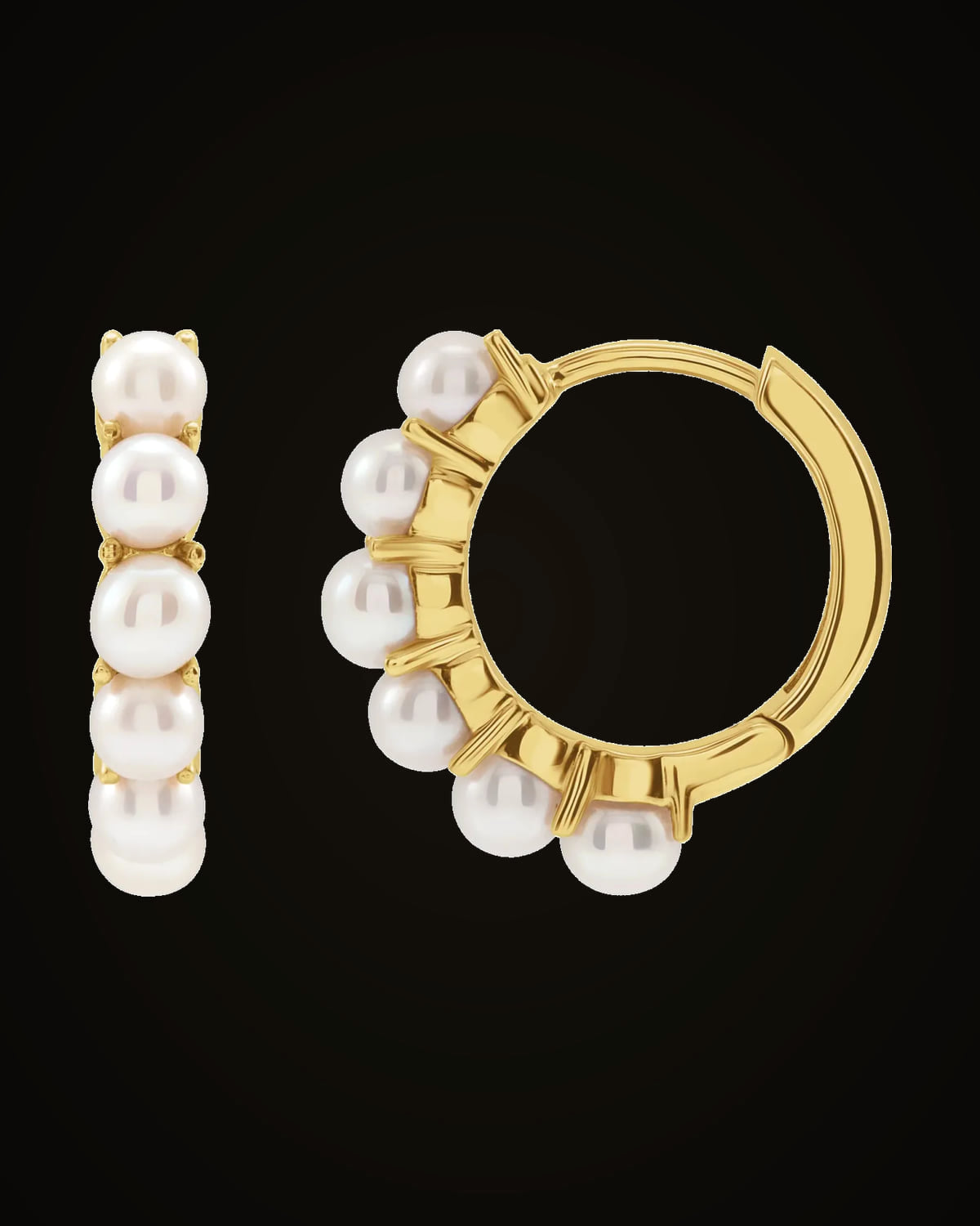 Cultured Freshwater Pearl Hoop Earrings — 14K Yellow Gold-Plated · 3 mm