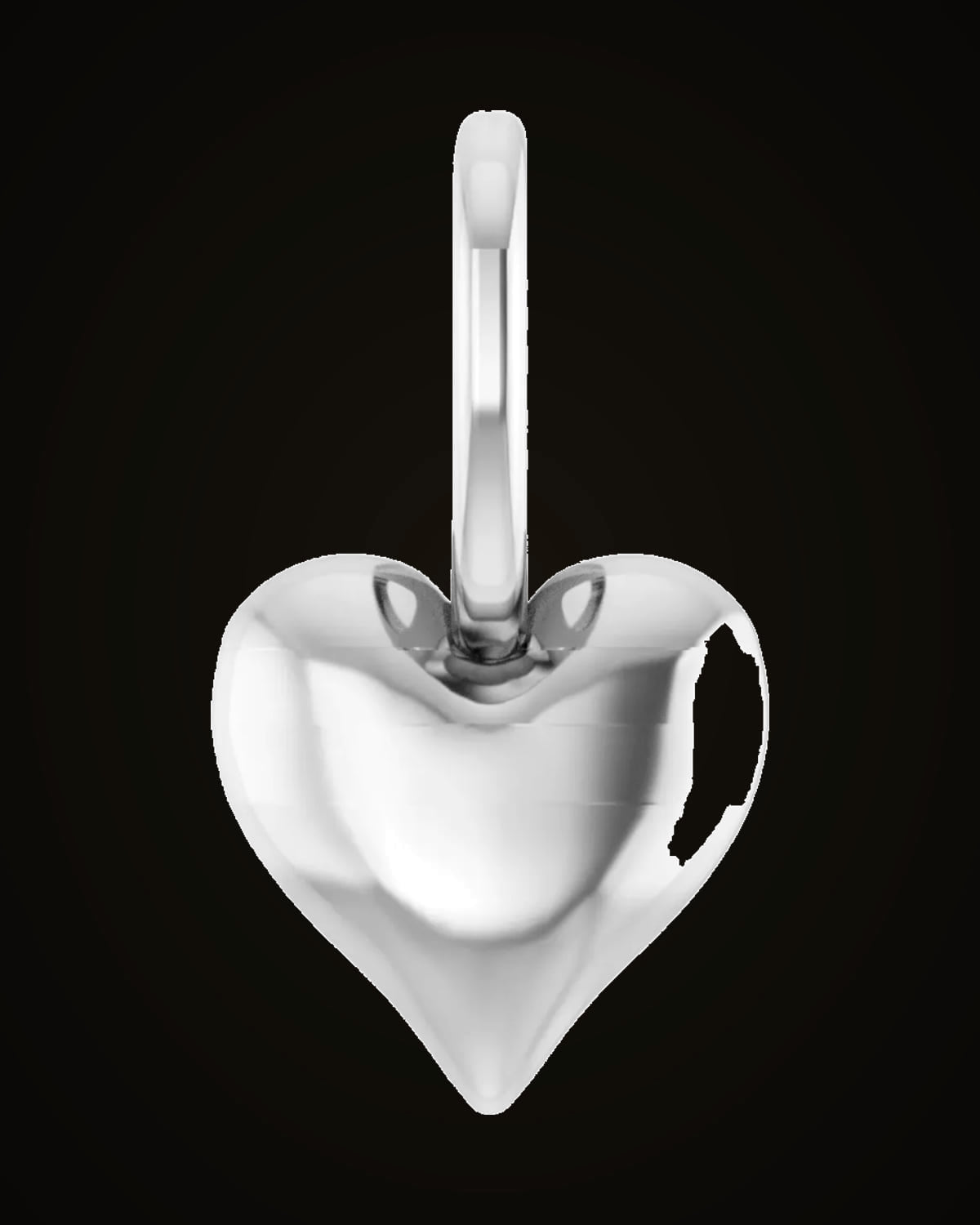 Puffed Heart Charm/Pendant — Sterling Silver