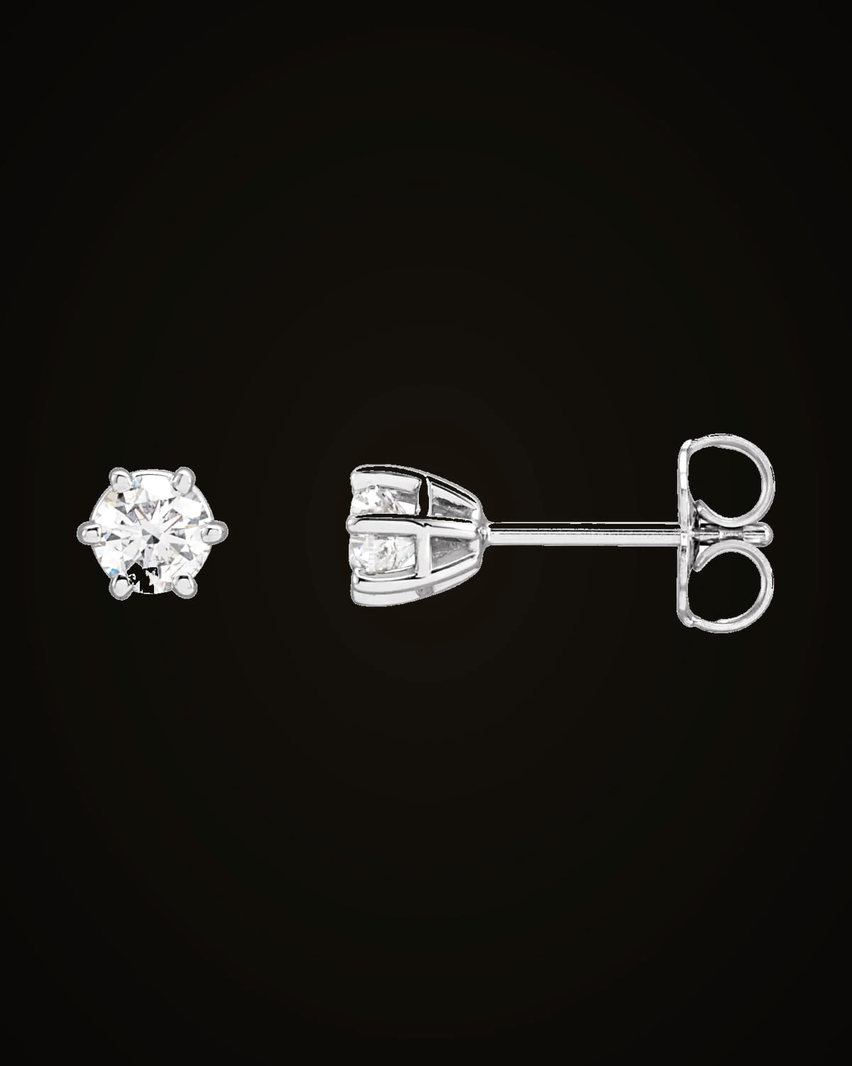 1/2 CTW Lab-Grown Diamond 6-Prong Wire Basket Earrings — Rhodium-Plated on 14K White Gold