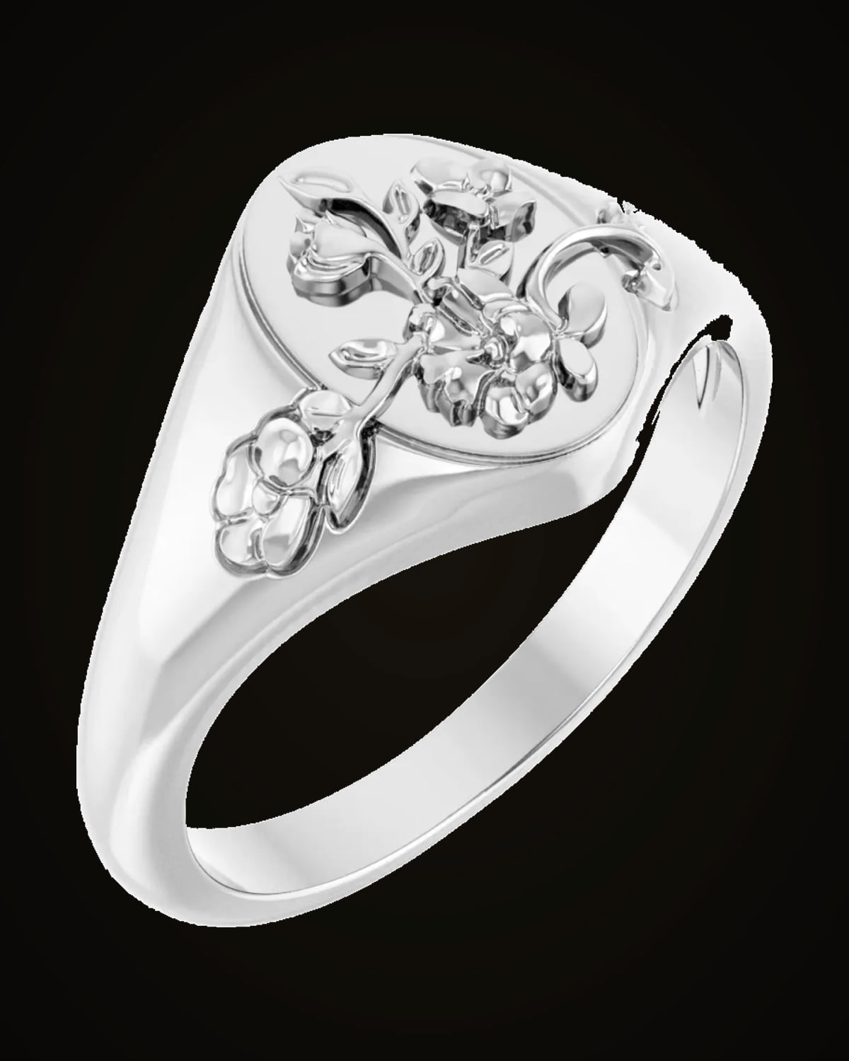 Floral Signet Ring — Sterling Silver · 2.17 mm
