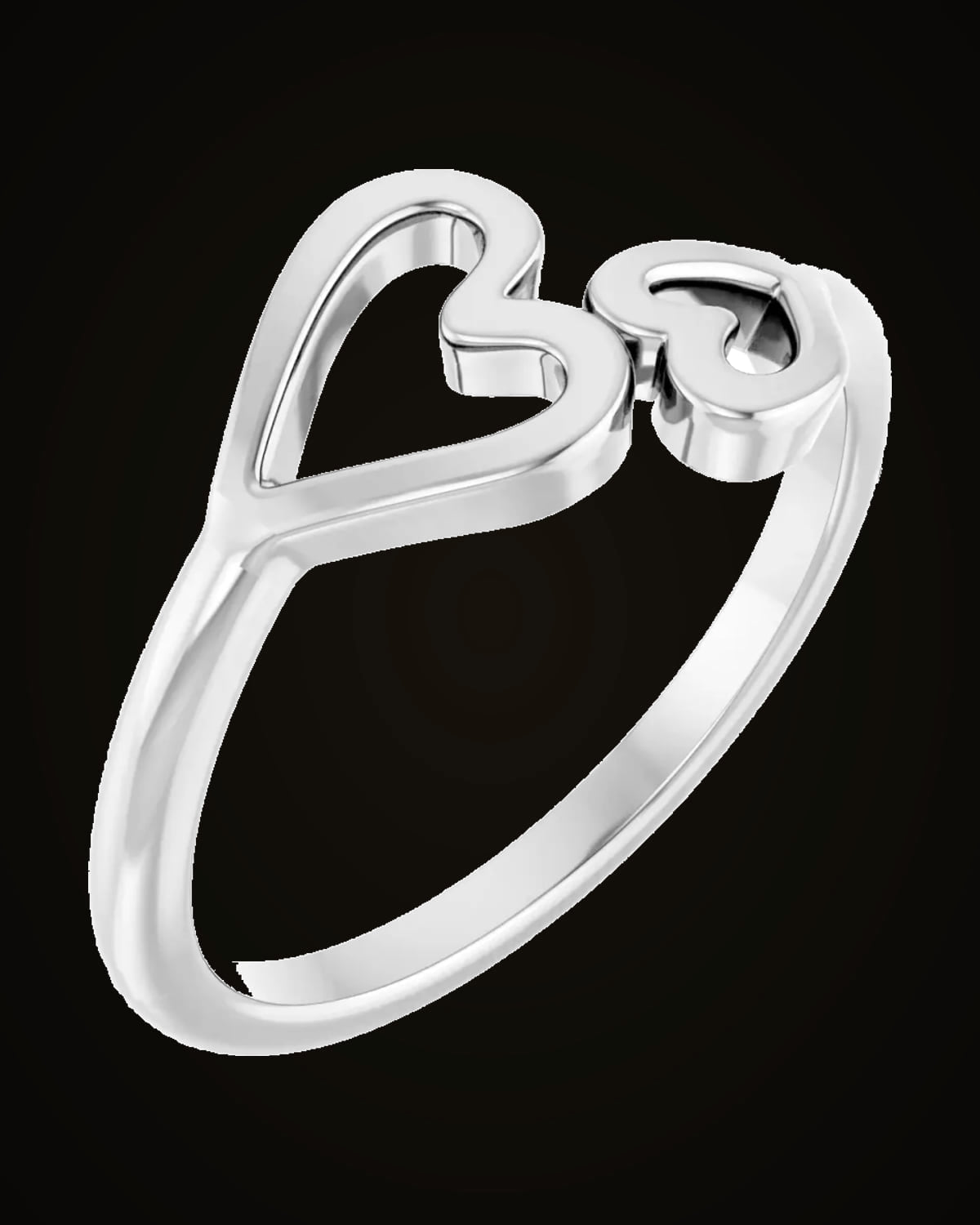 Double Heart Ring — Sterling Silver · 1.5 mm