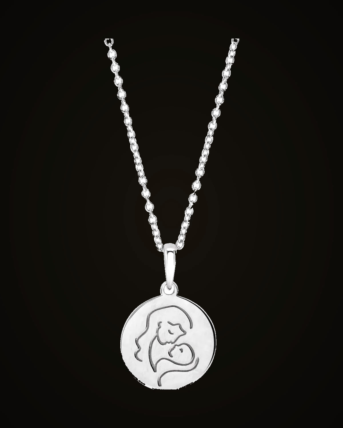 Mother And Child Engraved Necklace — Sterling Silver