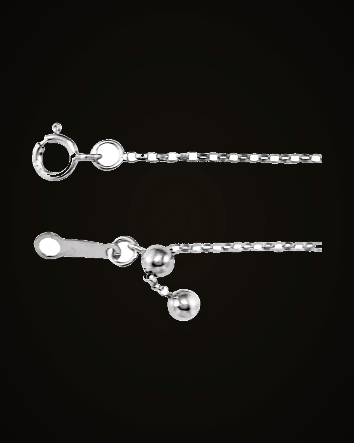 Adjustable Rolo Chain — Rhodium-Plated on 14K White Gold