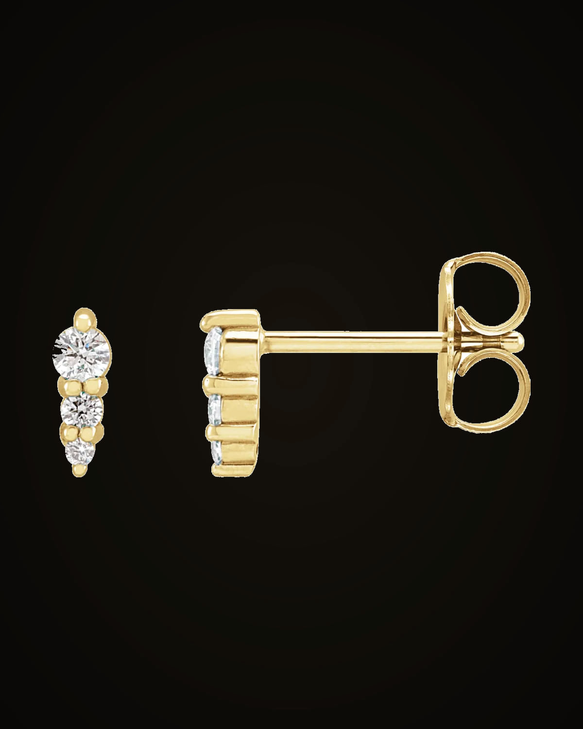 0.08 CTW Natural Diamond Three-Stone Graduated Earrings — 14K Yellow Gold