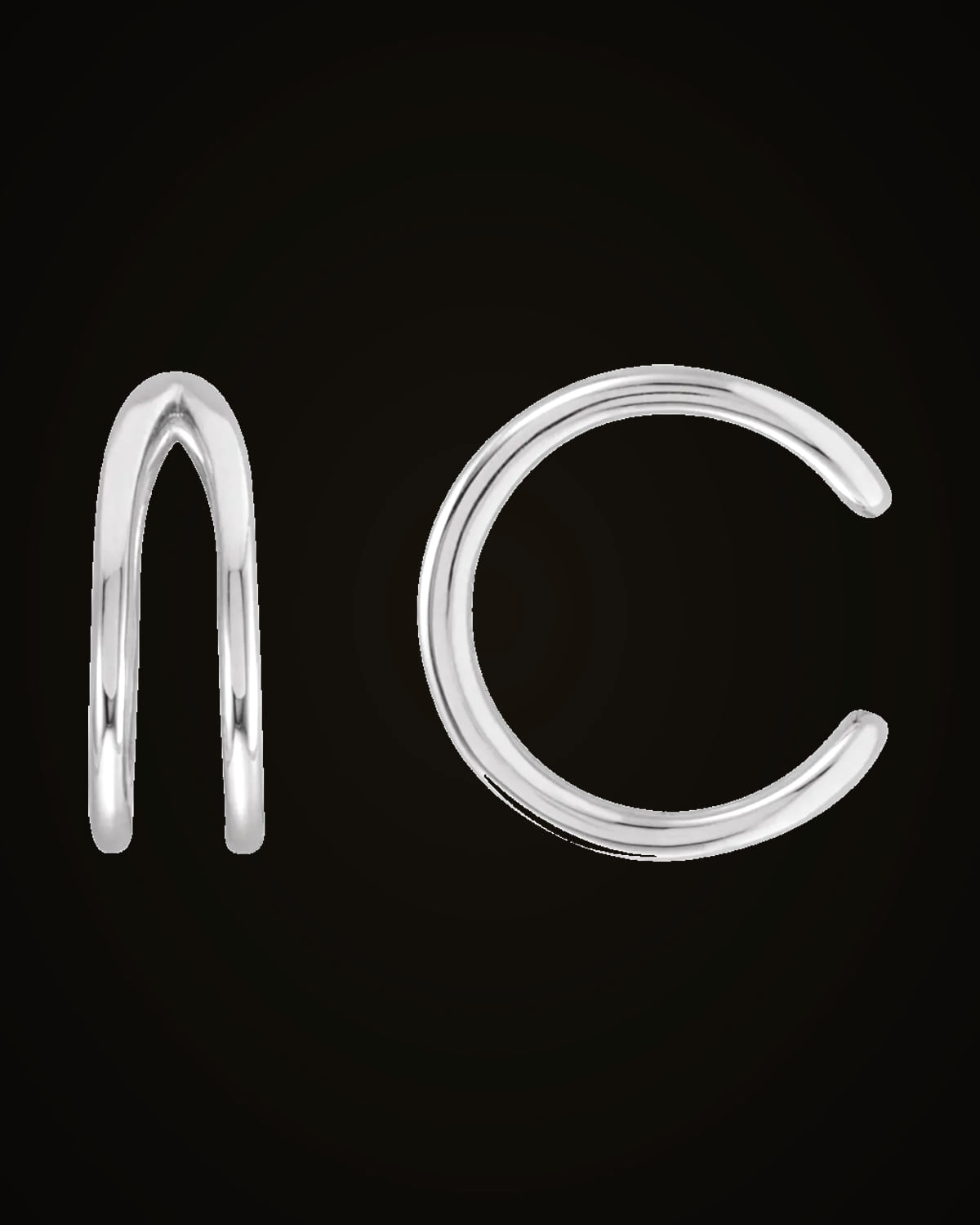Metal Ear Cuff — Rhodium-Plated on Sterling Silver