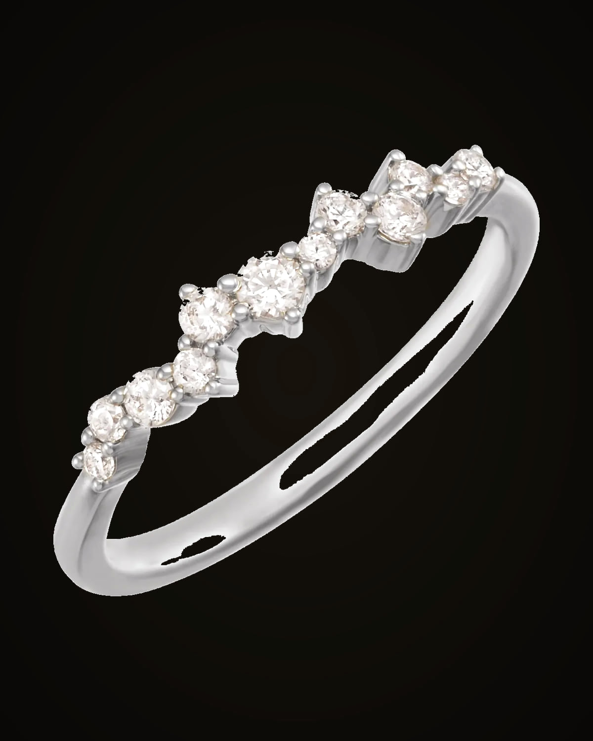 1/4 CTW Lab-Grown Diamond Scattered Stackable Ring — Rhodium-Plated on Sterling Silver · 2 mm · VS · F+