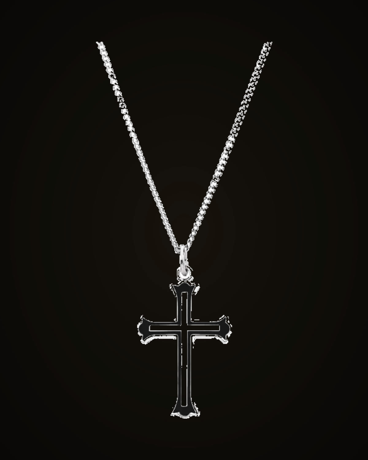 Enameled Cross Necklace — Sterling Silver