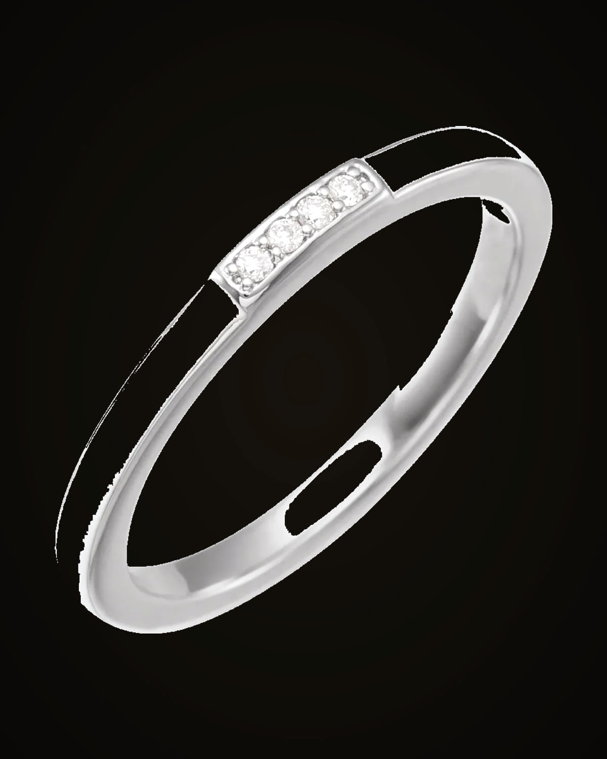 0.03 CTW Natural Diamond White Enamel Stackable Ring — Rhodium-Plated on 14K White Gold · 2.2 mm · I1 · Size 7