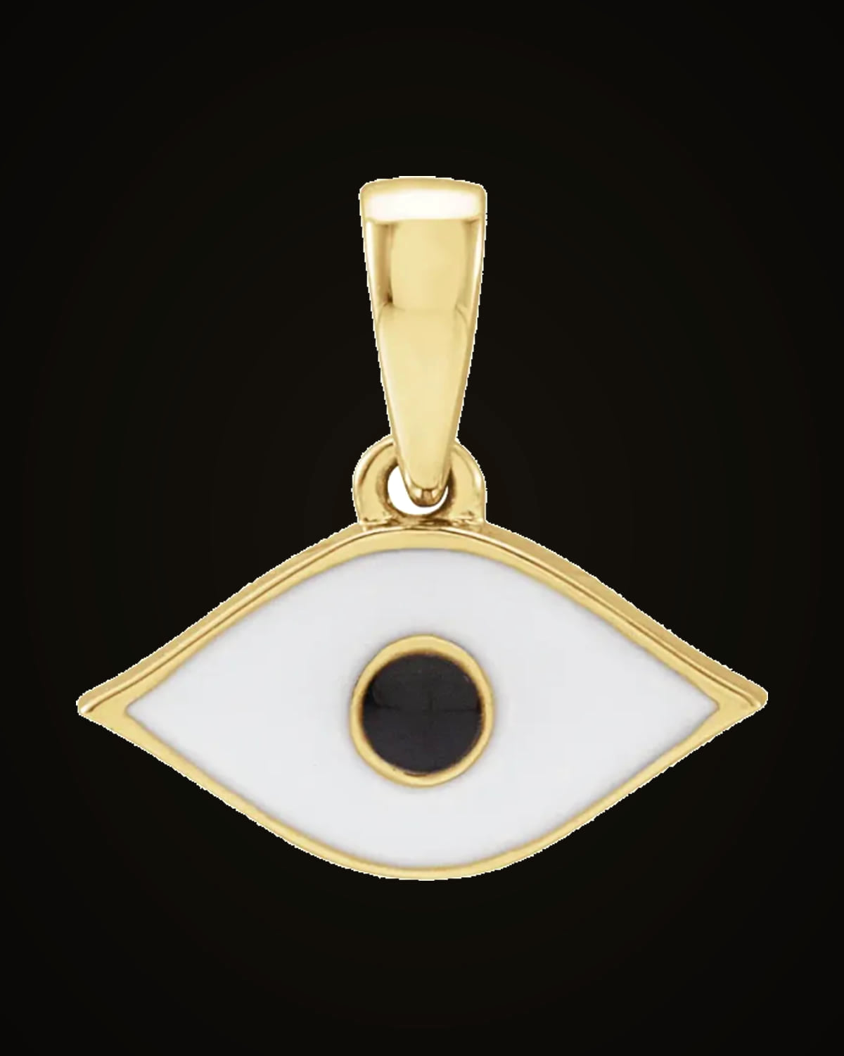 White Enamel Evil Eye Pendant — 14K Yellow Gold