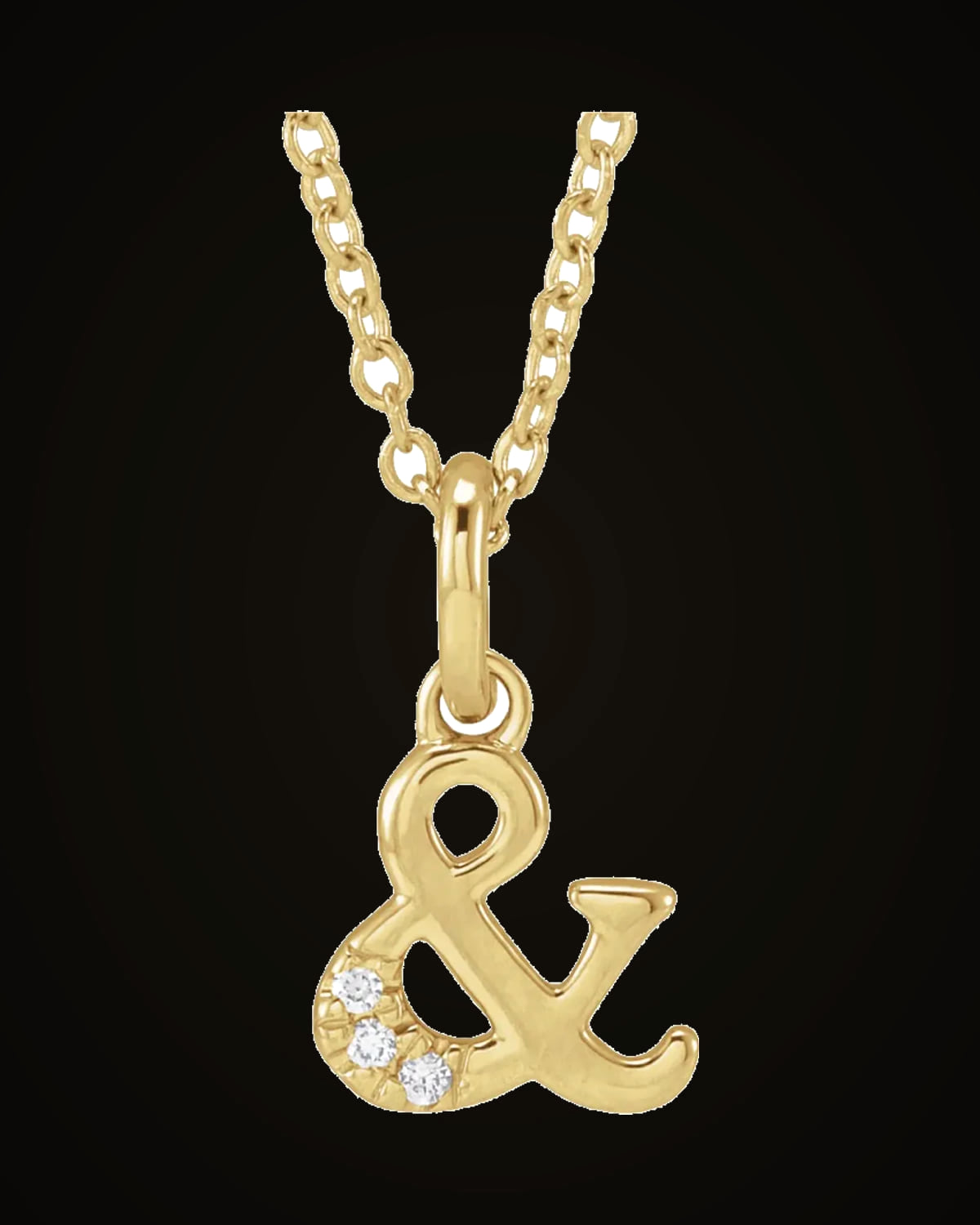 0.01 CTW Natural Diamond Ampersand Necklace — 14K Yellow Gold · I1 · H+