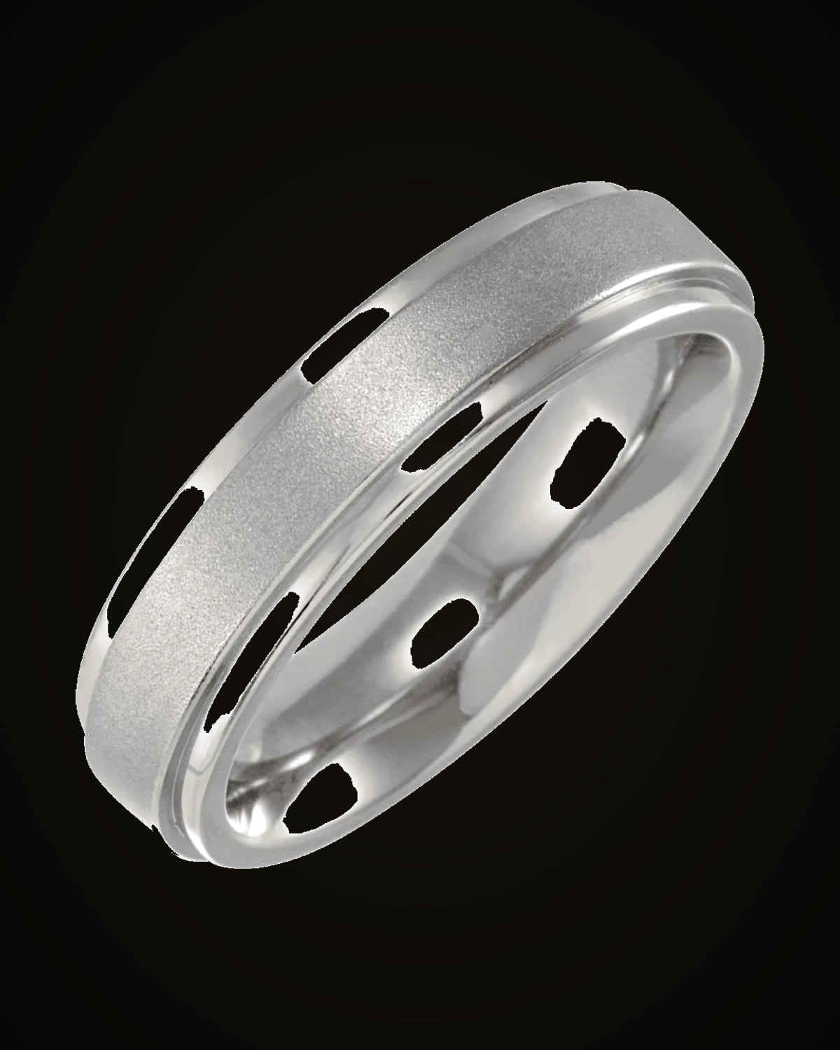 Stepped-Edge Comfort-Fit Flat Band With Oxidized Finish — Titanium · 5 mm · Size 8