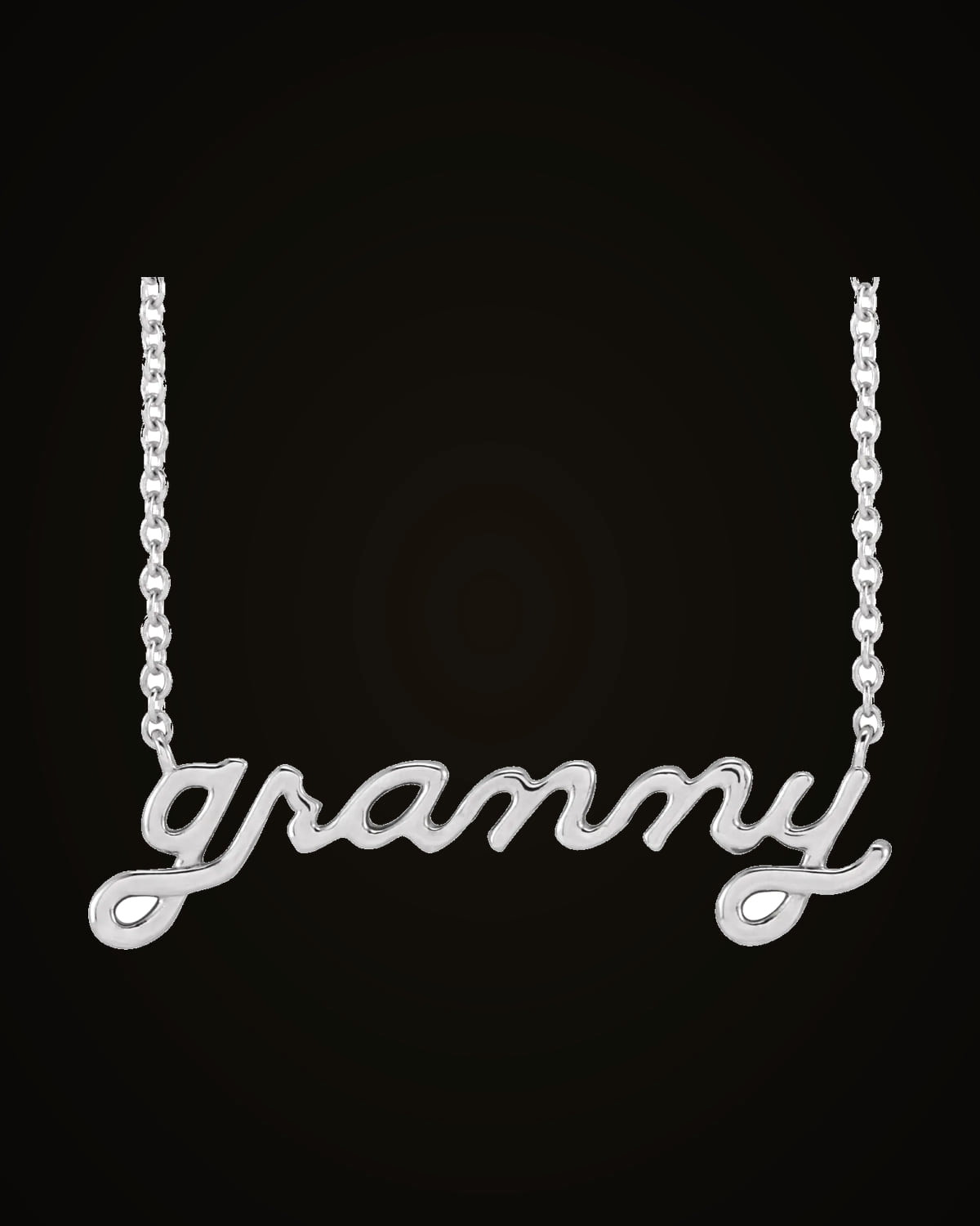 Lowercase Script Granny Necklace — Sterling Silver