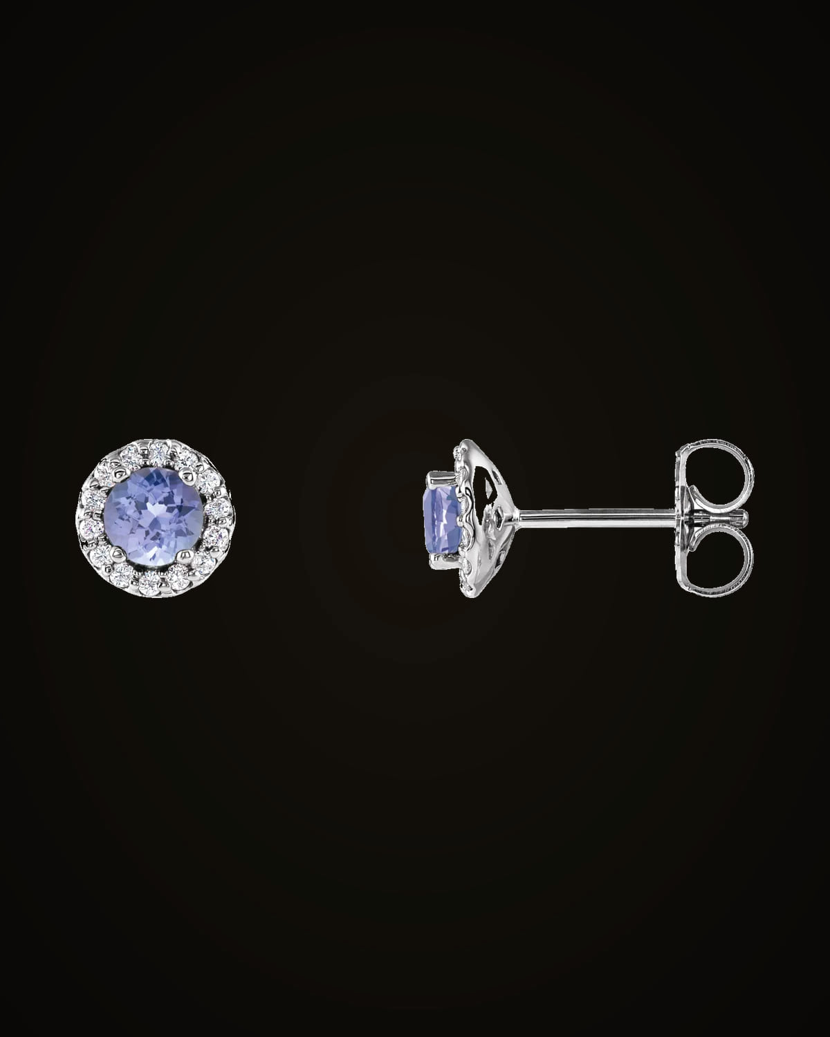 Natural Tanzanite And 1/10 CTW Natural Diamond Earrings — Rhodium-Plated on 14K White Gold