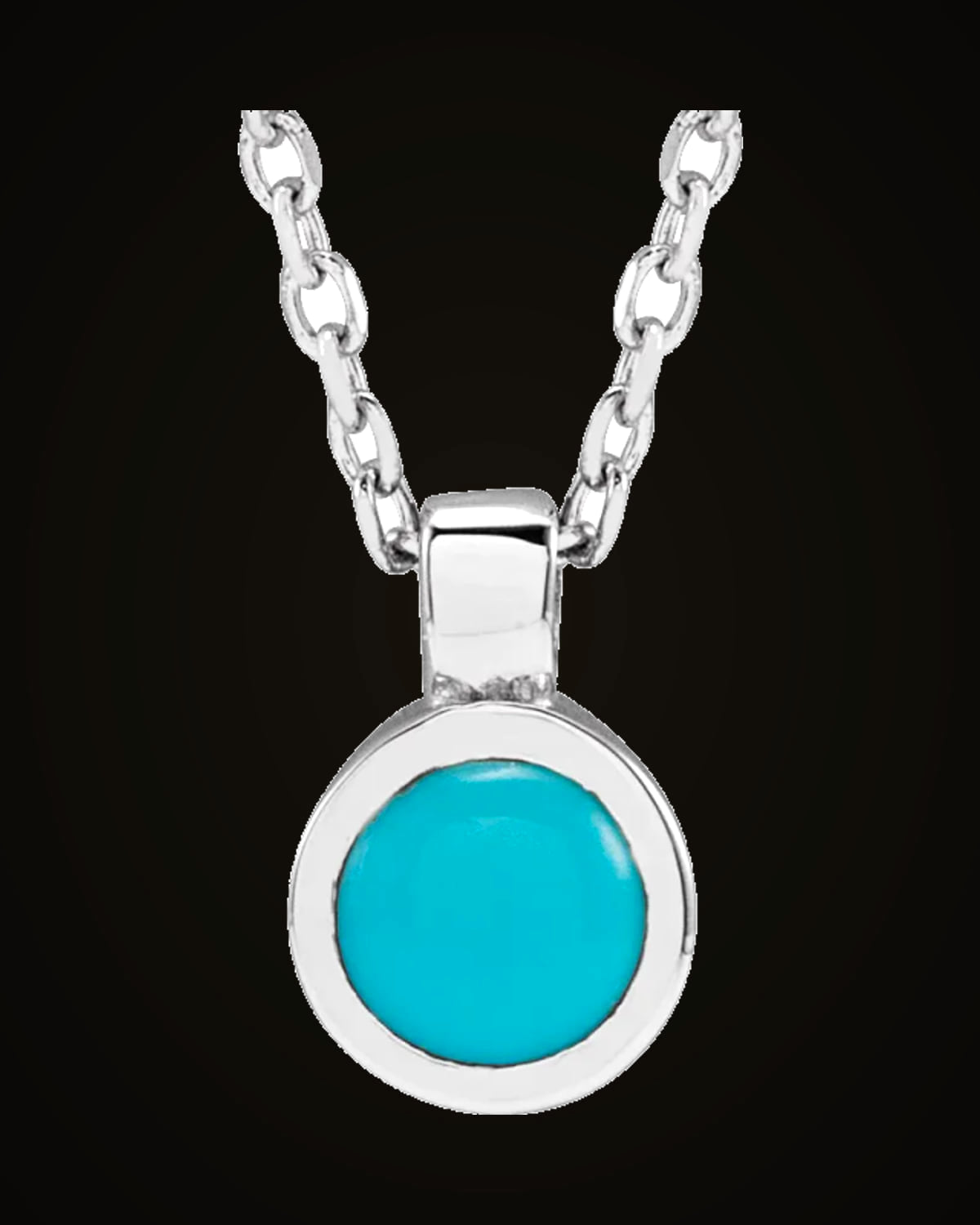 Natural Turquoise Bezel-Set Necklace — Sterling Silver · 4 mm