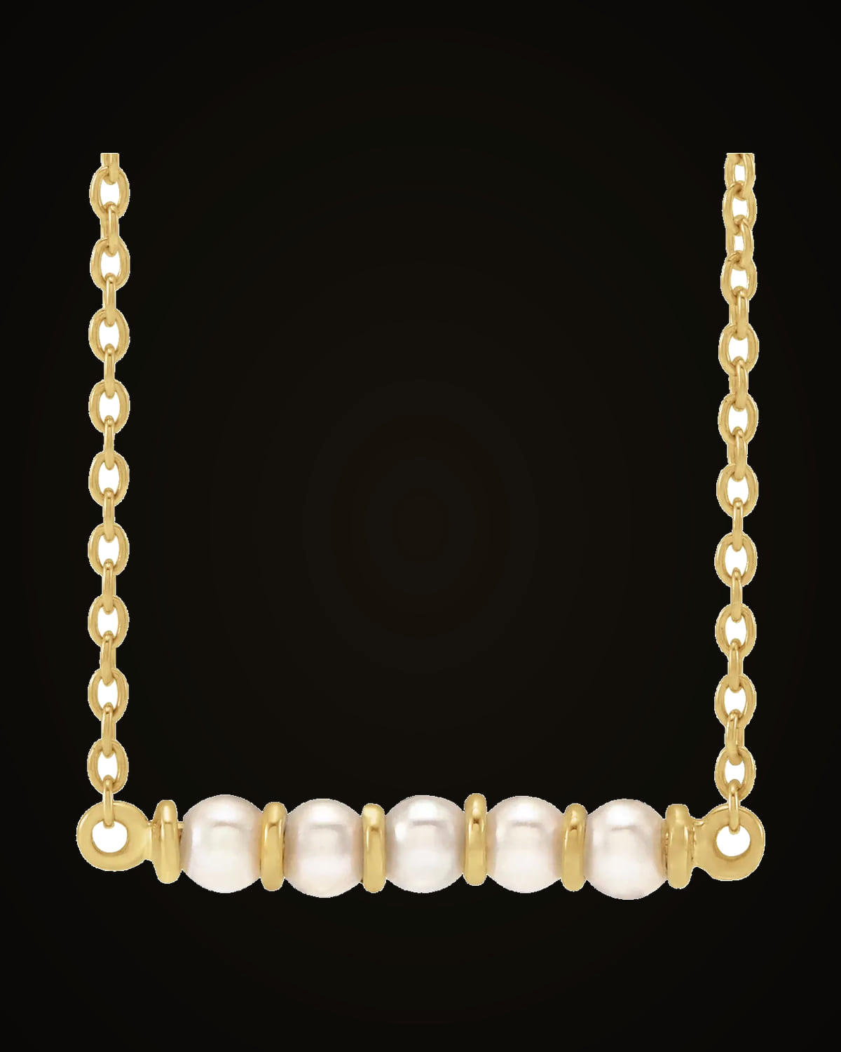 Cultured White Freshwater Pearl Bar Necklace — 14K Yellow Gold · 3 mm · Cultured Freshwater Pearl