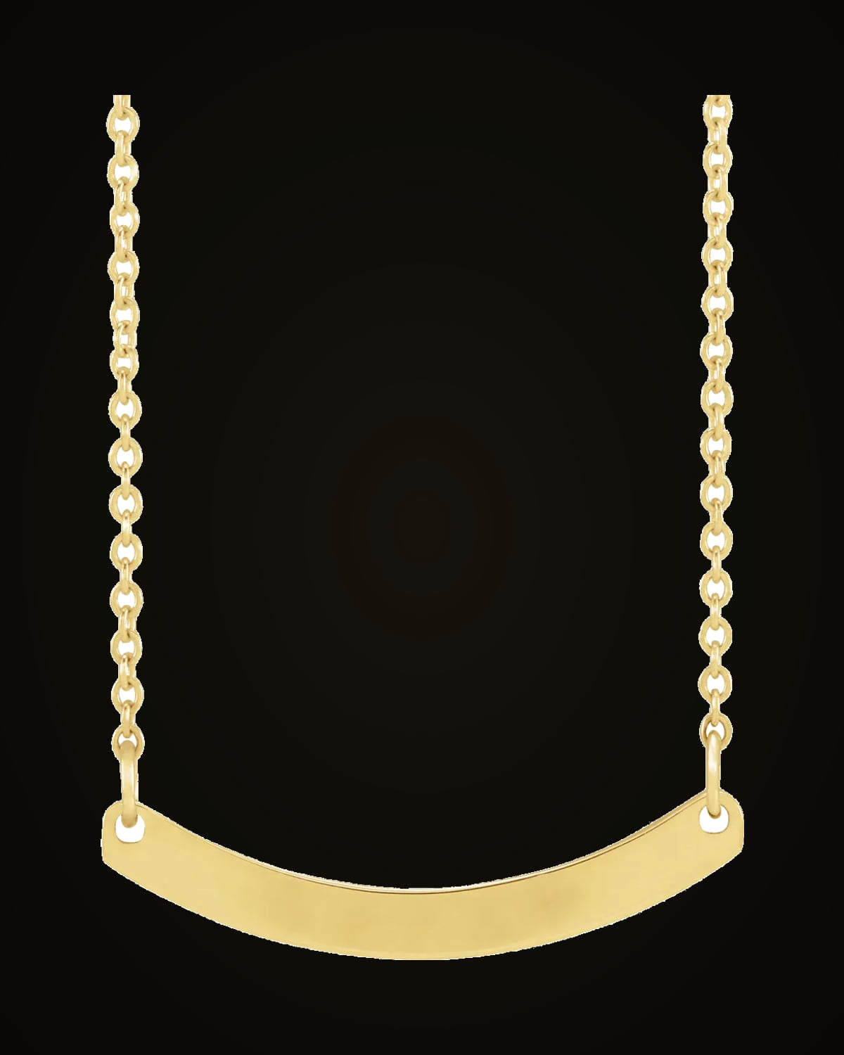 Engravable Curved Bar Necklace — 14K Yellow Gold