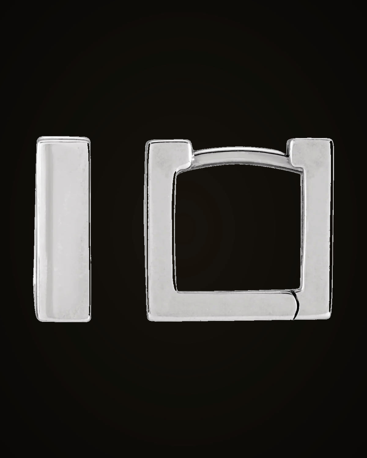 Square Hoop Huggie Earrings — Sterling Silver