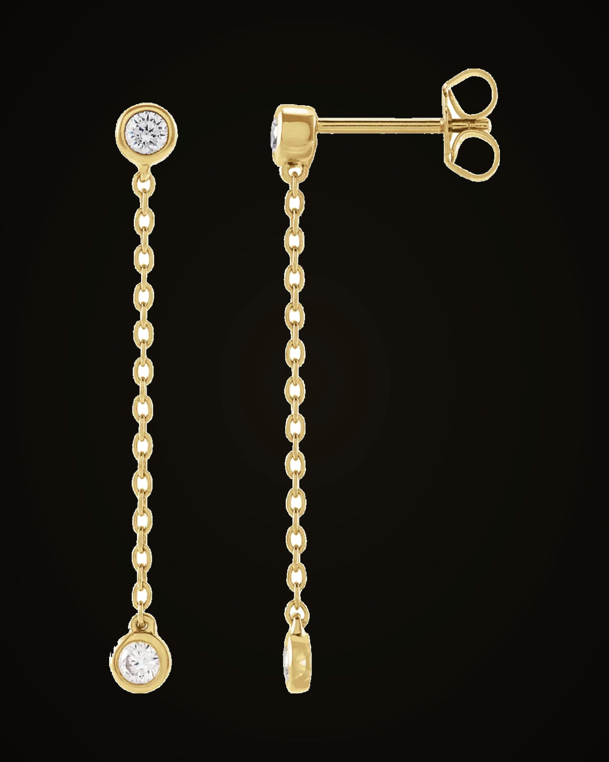 1/4 CTW Lab-Grown Diamond Chain Earrings — 14K Yellow Gold-Plated · 3/8 CTW