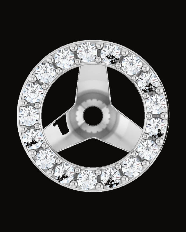 Halo-Style Earring Jackets — Rhodium-Plated on 14K White Gold · 1.2 mm